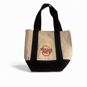 Trader Joe’s NWT Canvas Mini Tote Bag - Beige / Navy - Holiday Drop